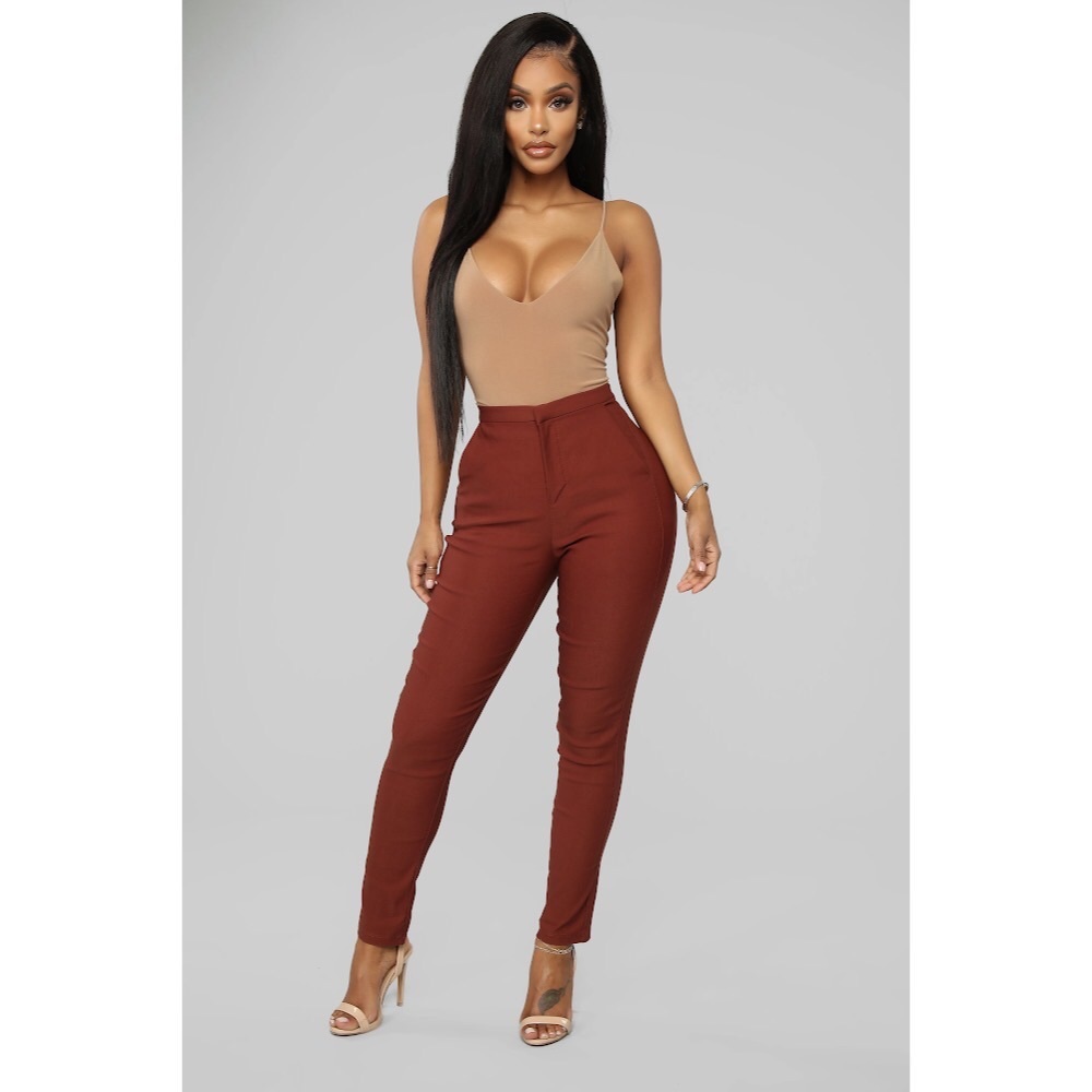 Brown Skinny Leg Suit Pants